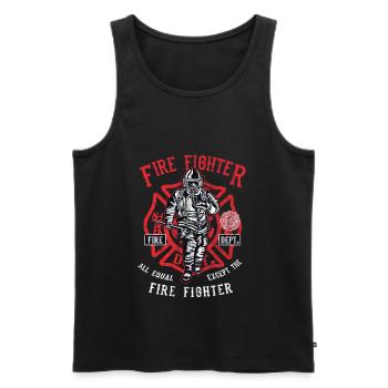 EXCEPT THE FIRE FIGHTER - Feuerwehrmann Shirt - Männer Premium Bio Tank Top - Schwarz - Vorne - Michal (187cm)