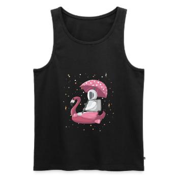 Astronaut auf Flamingo mit Sonnenschirm - Männer Premium Bio Tank Top - Schwarz - Vorne - AI Model Male 178 light (178cm)