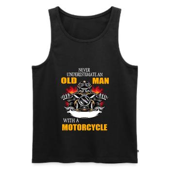 Old man with a motorcycle gift biker motorcycle - Men's Premium Organic Tank Top - black - Front - Michal (187cm)