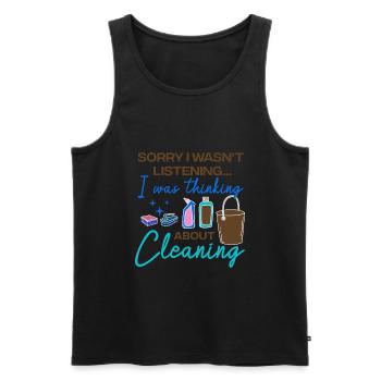 Cleaning Hobby Maid Housekeeper Housekeeping - Men's Premium Organic Tank Top - black - Front - AI Model Male 178 light (178cm)