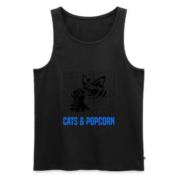 Des chats mignons et des films de pop-corn - Débardeur bio Premium Homme - noir - Devant - Michal (187cm)
