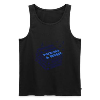Puzzling and Music Notes Musician Jigsaw - Men's Premium Organic Tank Top - black - Front - Michal (187cm)