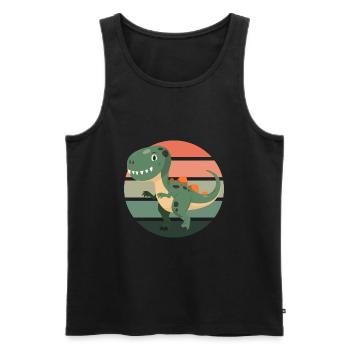 Cartoon Dinosaur - Men's Premium Organic Tank Top - black - Front - Michal (187cm)