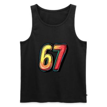 67 Zahl Bunt - Männer Premium Bio Tank Top - Schwarz - Vorne - Michal (187cm)