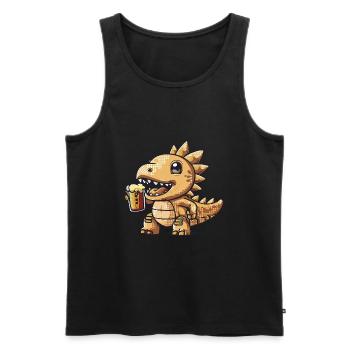 Dinosaurier stegosaurus Pixel Bier - Männer Premium Bio Tank Top - Schwarz - Vorne - Michal (187cm)