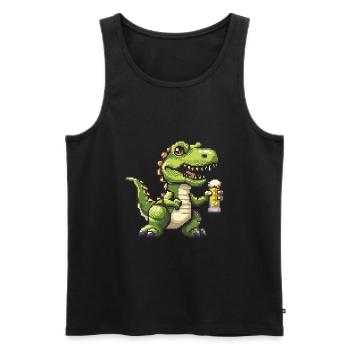 Dinosaurier T-Rex Pixel Bier - Männer Premium Bio Tank Top - Schwarz - Vorne - Michal (187cm)