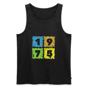 50. Geburtstag Farbige Patches since 07/1975 - Männer Premium Bio Tank Top - Schwarz - Vorne - Michal (187cm)