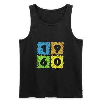 65. Geburtstag Farbige Patches since 07/1960 - Männer Premium Bio Tank Top - Schwarz - Vorne - Michal (187cm)