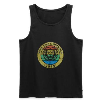 Wild, free & untamed since 07/1970 - Men's Premium Organic Tank Top - black - Front - AI Model Male 178 light (178cm)