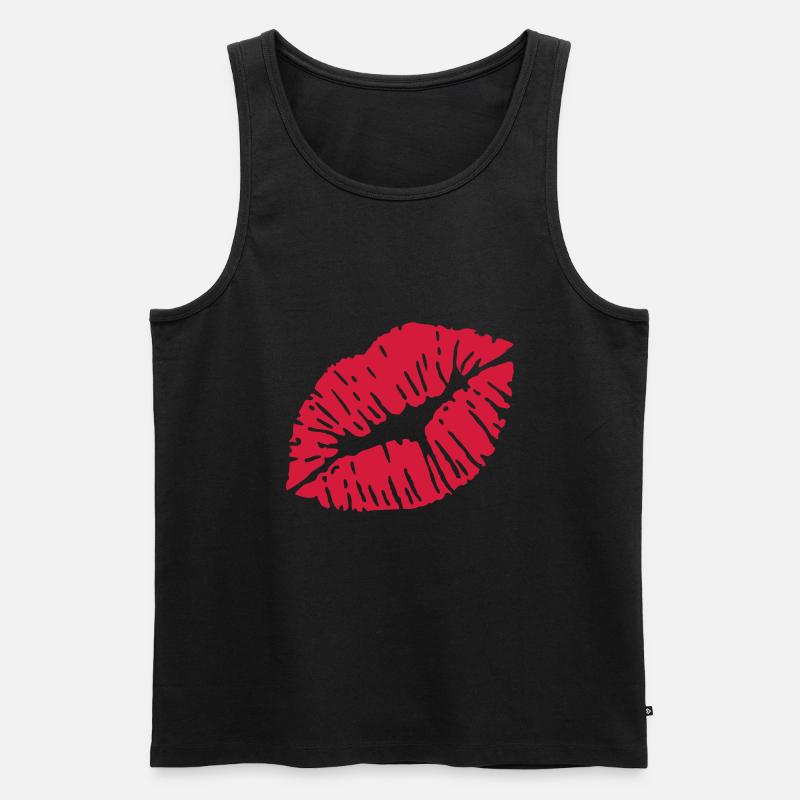 Kuss Lippen - Männer Premium Bio Tank Top - Schwarz