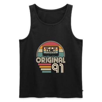 Vintage 1991 born Original 1991 Birthday - Men's Premium Organic Tank Top - black - Front - Michal (187cm)