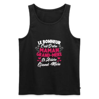 Le bonheur c'est d'être maman et grand mère - Débardeur bio Premium Homme - noir - Devant - Michal (187cm)