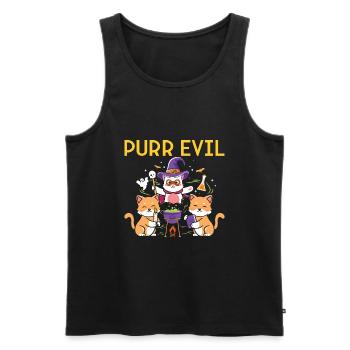 Halloween Cat Witch - Men's Premium Organic Tank Top - black - Front - Michal (187cm)