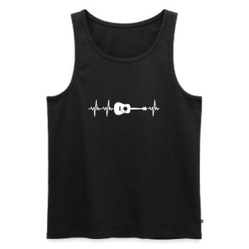 akustische Gitarre Herzschlag Puls weiß - Männer Premium Bio Tank Top - Schwarz - Vorne - Michal (187cm)