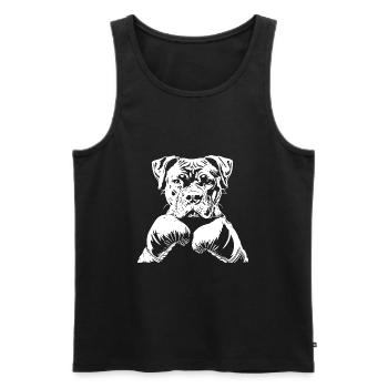 Chien Boxer Boxe MMA Arts Martiaux - Débardeur bio Premium Homme - noir - Devant - AI Model Male 178 light (178cm)