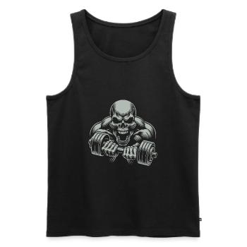 No Limit Hard Workout Skull with Dumbbell - Men's Premium Organic Tank Top - black - Front - AI Model Male 178 light (178cm)