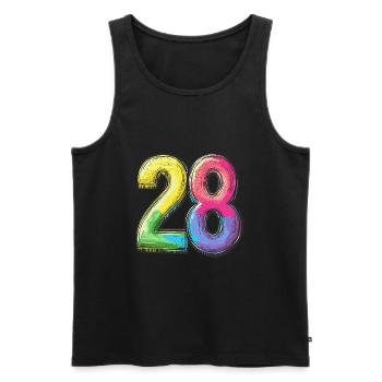 28 Nombre Coloré - Débardeur bio Premium Homme - noir - Devant - Michal (187cm)