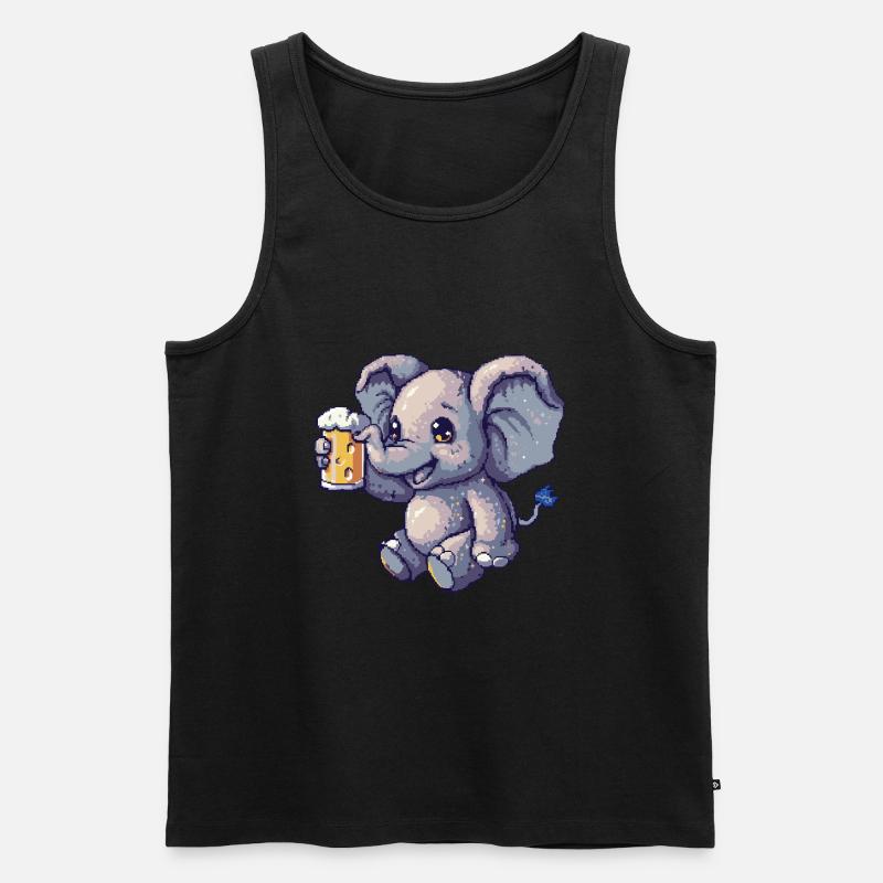 Elefant Pixel Bier - Männer Premium Bio Tank Top - Schwarz