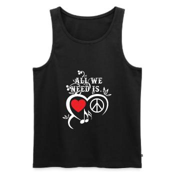 All We Need Is Peace Love Music - Männer Premium Bio Tank Top - Schwarz - Vorne - Michal (187cm)
