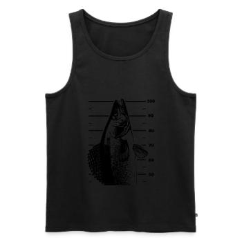 LetzterWurf Meter Zander Anglershirt - Männer Premium Bio Tank Top - Schwarz - Vorne - AI Model Male 178 light (178cm)