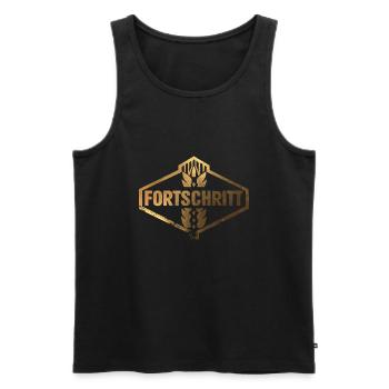 FORTSCHRITT DDR Landmaschinen Vintage Gold - Männer Premium Bio Tank Top - Schwarz - Vorne - AI Model Male 178 light (178cm)