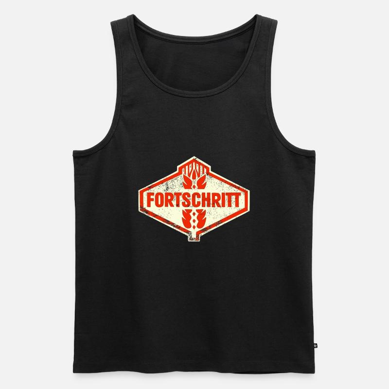 DDR FORTSCHRITT Retro Logo Ostalgie LPG - Männer Premium Bio Tank Top - Schwarz