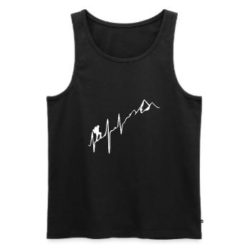 Heartbeat - Hiking - Mountains - Men's Premium Organic Tank Top - black - Front - Michal (187cm)