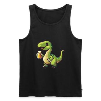 Dinosaurier brontosaurus Pixel Bier - Männer Premium Bio Tank Top - Schwarz - Vorne - Michal (187cm)