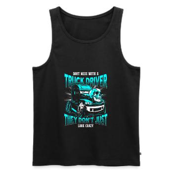 CRAZY TRUCK DRIVER - EN - Débardeur bio Premium Homme - noir - Devant - AI Model Male 178 light (178cm)