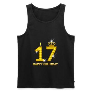 17-happy birthday - birthday - number gold - Men's Premium Organic Tank Top - black - Front - Michal (187cm)