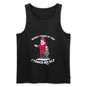 Santa I touch my Elf Christmas humor gift - Men's Premium Organic Tank Top - black - Front - Michal (187cm)