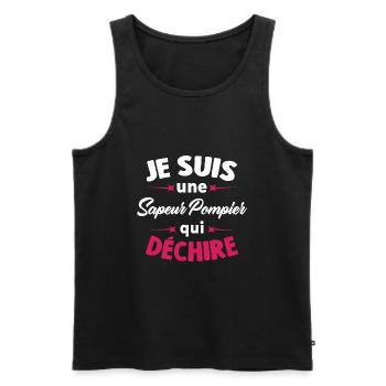 Je Suis Une Sapeur Pompier Qui Déchire - Débardeur bio Premium Homme - noir - Devant - AI Model Male 178 light (178cm)
