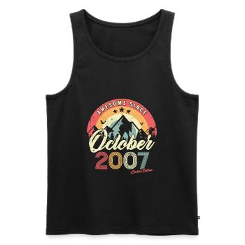 Birthday Gift In October 2007 Vintage - Men's Premium Organic Tank Top - black - Front - Michal (187cm)