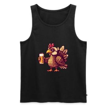 Turkey Pixel Beer - Men's Premium Organic Tank Top - black - Front - Michal (187cm)