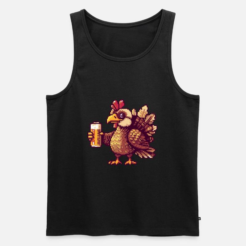 Truthahn Pixel Bier - Männer Premium Bio Tank Top - Schwarz