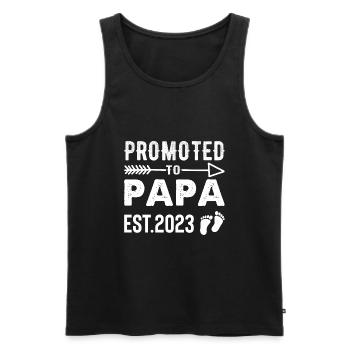 Promoted to Papa 2023 funny Father Sayings Papa - Men's Premium Organic Tank Top - black - Front - AI Model Male 178 light (178cm)