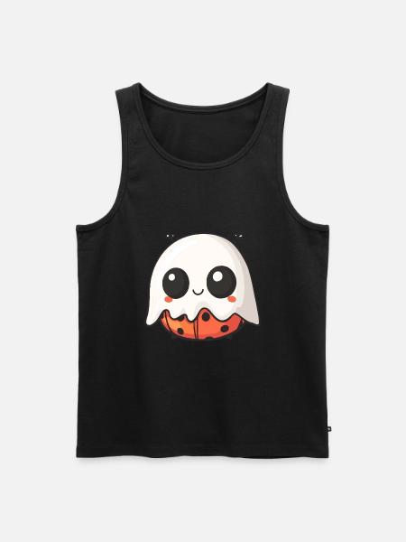 Ladybug Halloween Comic Ghost - Men's Premium Organic Tank Top - black