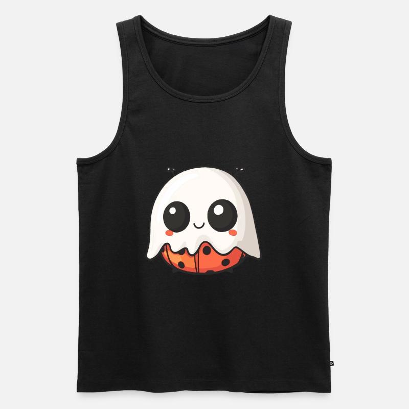 Ladybug Halloween Comic Ghost - Men's Premium Organic Tank Top - black