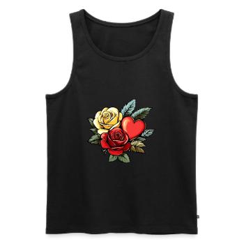 Rose Herz Liebe Valentinstag - Männer Premium Bio Tank Top - Schwarz - Vorne - Michal (187cm)