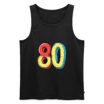 80 Zahl Bunt - Männer Premium Bio Tank Top - Schwarz - Vorne - Michal (187cm)