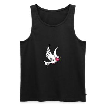 Peace Dove Rose Gift Paix Paix Amour - Débardeur bio Premium Homme - noir - Devant - AI Model Male 178 light (178cm)