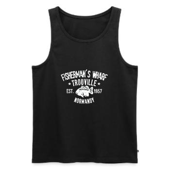 Fisherman s wharf Trouville Normandy - Débardeur bio Premium Homme - noir - Devant - AI Model Male 178 light (178cm)