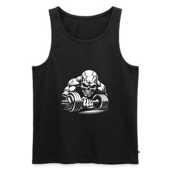 No Limit Hard Workout Skull with Dumbbell - Men's Premium Organic Tank Top - black - Front - AI Model Male 178 light (178cm)