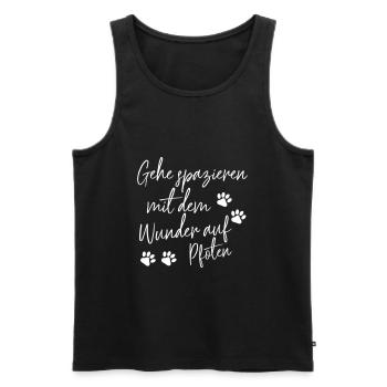 GEHE SPAZIEREN MIT DEM WUNDER AUF PFOTEN - Männer Premium Bio Tank Top - Schwarz - Vorne - Michal (187cm)