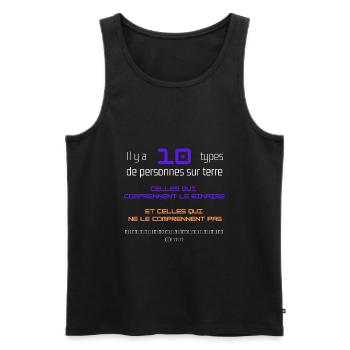 Il y a 10 types de personnes sur terre... - Débardeur bio Premium Homme - noir - Devant - AI Model Male 178 light (178cm)