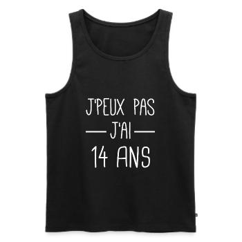 j'peux pas j'ai 14 ans cadeau anniversaire 14 ans - Débardeur bio Premium Homme - noir - Devant - Michal (187cm)