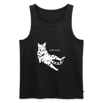 Funny cat chill out. - Men's Premium Organic Tank Top - black - Front - AI Model Male 178 light (178cm)