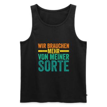 Wir brauchen mehr von meiner Sorte - Männer Premium Bio Tank Top - Schwarz - Vorne - AI Model Male 178 light (178cm)