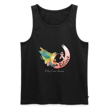 Colibri avec boucle Cancer - Sensibilisation au Cancer - Débardeur bio Premium Homme - noir - Devant - Michal (187cm)