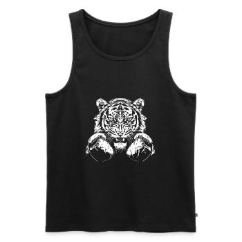 Tiger Boxer Boxe MMA Arts Martiaux - Débardeur bio Premium Homme - noir - Devant - AI Model Male 178 light (178cm)